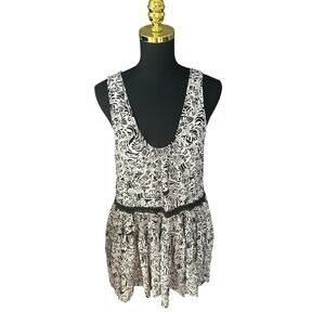 Catch Me Black & White Floral Paisley Shift Dress Size Large